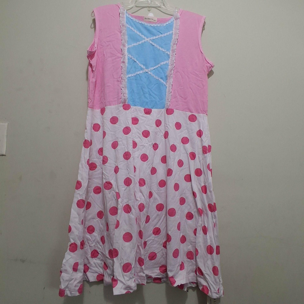 Ruikajia Pink Polka Dot Sleeveless Character Midi Dress XXL Disney Theme